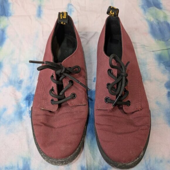 Dr Martens Santanitay Burgundy Canvas Sneakers Women Size 7 - Picture 3 of 7